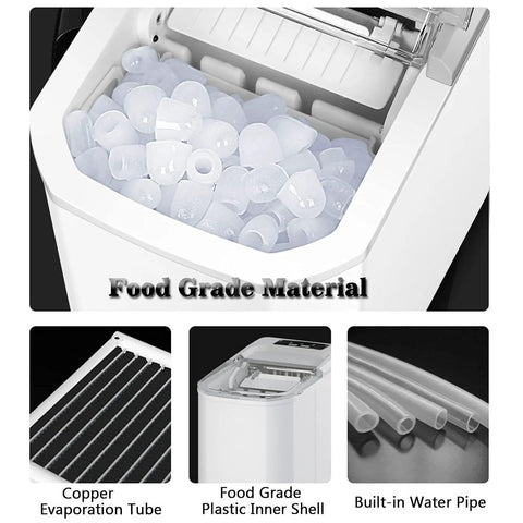 Portable Countertop Ice Maker Dishing Out Bullet Ice Keeps Your Squad Cool By Producing 40 Pounds Daily In Jiffy with food grade materials.
