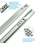 Beefy 13.5 Inch Metal Drawer Slides 2 Pack Full Extension Two Way Ball Bearing Side Mount Rails in silver steel close-up