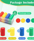 200 Piece Plastic Learning Counters Set With Storage Box In Four Colors For Math Counting Bingo And Classroom Games