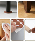 Top Shelf Self Sticky Felt Pads 48 Pack Brown Round Bumpers For Chair Legs And Cabinet Doors Floor Savers, self-stick pads applied on furniture.