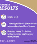 Instructions for applying Captain Jack's Insecticidal Super Soap 32 Oz Ready To Use Spray for organic gardening and outdoor plants.