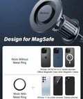 Rorhxia magnetic car phone mount with circular MagSafe magnet head for air-vent use, dark gray