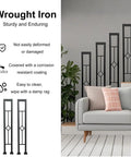 Rock Solid U Shaped Stair Handrails 2 Pack Sleek Matte Black Wrought Iron Railing With Rhombus Openwork Cutouts showcased in living room.