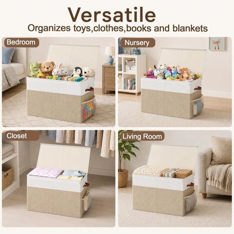 Hella Spacious Game Changer Large Toy Storage Box With Lid And Dividers Foldable Organizer For Stuffed Animals Building Blocks Keeps Playroom Looking Fresh Durable PP Construction Real Talk Quality