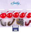 Beginner Fishing Tackle Kit 80 Pcs With Hooks Bobbers Sinkers Circle Octopus Hooks Starter Set in 8 Grid Case