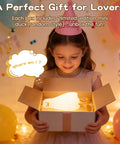 Child opening gift box with Squishy Silicone Rubber Duck Night Light For Nursery Baby And Kids Dimmable Rechargeable Touch Led Lamp