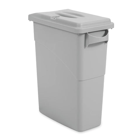 Slim Jim Confidential Doc Trash Can With Locking Lid, 16 Gallon, Gray, tamper resistant, for secure doc disposal in office