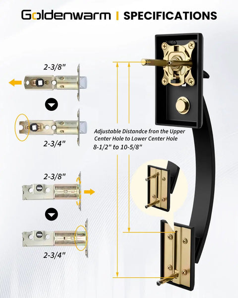 Specifications for Matte Black Double Front Door Lock Set With Reversible Lever Handle And Dummy Door Handle