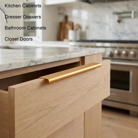 Gold Cabinet Pulls 2 Pack For Kitchen Cabinets And Drawers With Slick Hole Centers From 16mm To 960mm, Modern Gold Finish
