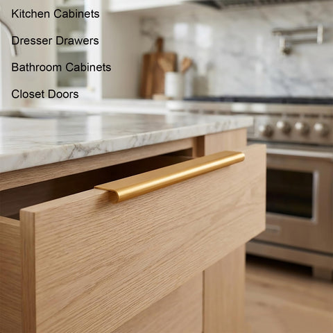 Versatile Cabinet Handles 2 Pack For Drawers, Dressers, Closets And Cupboards, Slick Silver Finish, installed on kitchen drawer