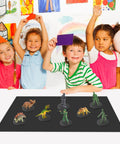 Children playing with figures on Flexible Iron-Particle Vinyl Magnetic Receptive Sheet 11 By 17 Inches Four Pack With Adhesive Backing.