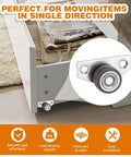 1 Inch Side Mount Caster Wheels Set Of 4 Non Swivel Rigid Mini Furniture Casters installed on drawer with close-up inset view.