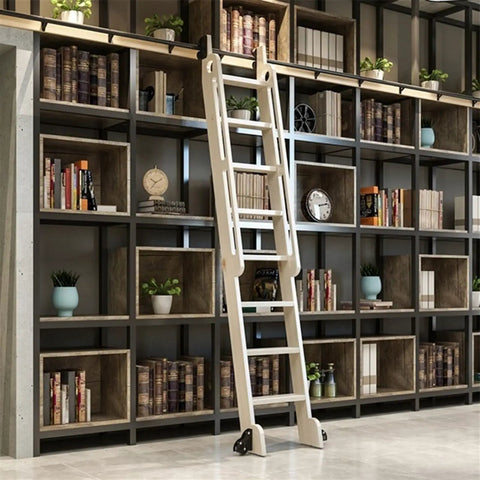 Pro Grade Sliding Door Hardware Kit with Stainless Steel Round Tube Rail System in home loft library without ladder