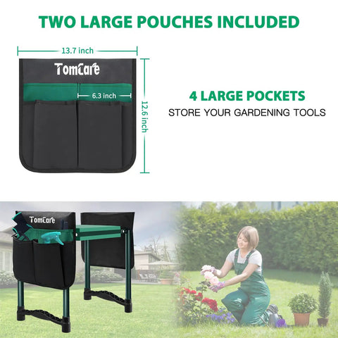 Garden Kneeler And Seat With Extra Wide Soft Kneeling Pad And Large Tool Pouches, Heavy Duty Foldable Garden Stool shown in use
