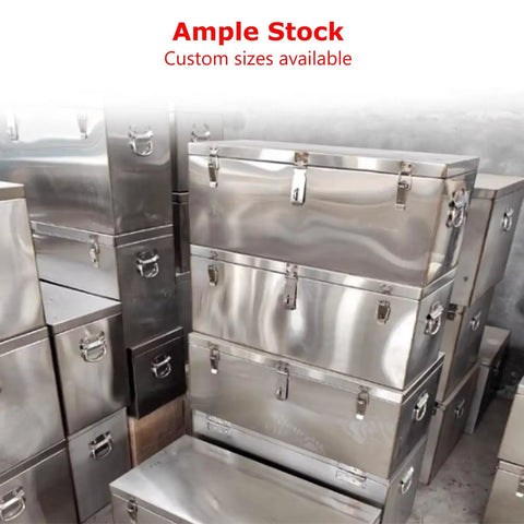 Beefy Stainless Steel Parts Organizer Box With Smooth Close Hydraulic Lid, Rugged Toolbox For Workshop, Durable Metal Case For Tools And Components Perfect For Home Shop Garage And Industrial Use Keeps Hardware Organized And Secure, stacked sizes