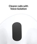 Close-up of Straight Fire Wireless Earbuds Featuring Dope Active Noise Cancellation And Adaptive Audio showing Voice Isolation feature.