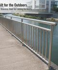 Heavy Duty Outdoor Railing Guardrail For Balcony And Deck Crafted From Top Shelf 304 Stainless Steel, river view design.