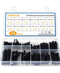 105-piece vacuum connector assortment in clear plastic case with divided compartments, by DOREXLON