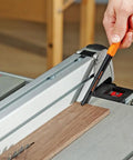 Pocket Push Stick For Table Saw With Mounting Hole, Non Slip Ergonomic Handle, Safety Pusher For Precision Woodworking in use on table saw