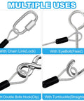 Vinyl Coated Stainless Steel Cable With Loops Four Pack Two Feet Long Five Thirty Second Inch Wire Rope Security Lanyards uses montage
