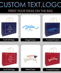 Logo Ready Printed Kraft Paper Bags 100 Pack With Handles 12.6 X 4.3 X 9.8 Inches Brown Gift Bags For Branding Your Biz display