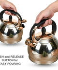 Stainless Steel Whistling Tea Kettle With Encapsulated Bottom For Even Heat Distribution 2.8 Quart Quick Boil