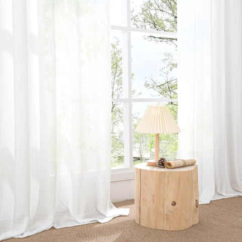 White Linen Semi Sheer Curtain Panels Cozy Two Pack 84 Inch Length Rod Pocket Light Filtering Drapes in living room