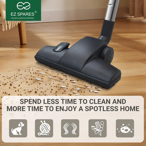 Universal 1.25 Inch 32mm Vacuum Cleaner Brush Head shown on wooden floor