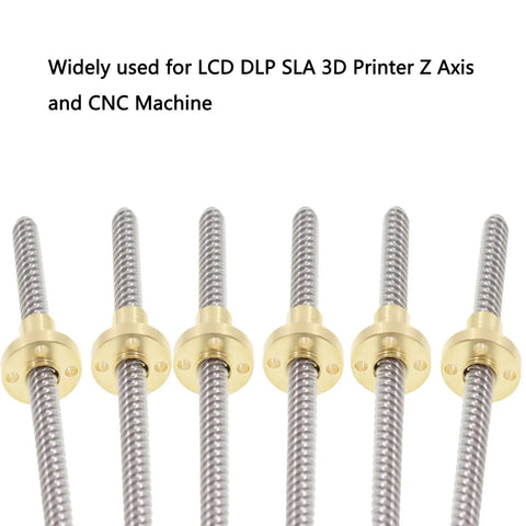 Six Beefy Heavy Duty Lead Screw And Nut Kit For 3D Printer And CNC Machines Z Axis 200mm Long 8mm Diameter TR8x8 Acme