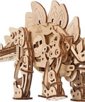 Stegosaurus 3D Puzzle Kit For Adults, Mechanical Dinosaur Model With 305 Pieces, DIY Assembly Project, wooden side view