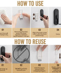 How to use and reuse Adhesive Double Hooks For Hanging With Four Coat Hooks And Six Strips No Tools Required Removable Large Wall Hanger