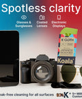 Koala lens cleaning cloths, Japanese microfiber, black and green, pack of 6 for glasses, cameras and screens