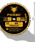 12 Inch Combination Miter Saw Blade 60 Tooth For Wood Cutting With 1 Inch Arbor, held in hand, front view