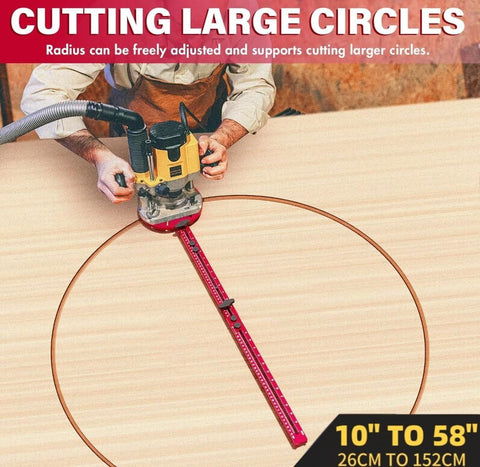 4 In 1 Router Milling Groove Bracket Aluminum Alloy Circle Cutting Jig For Routers in use cutting large circle, rose red
