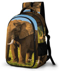 Savanna Tusked Elephant Printed Unisex Backpack Large Capacity Dope Durable Polyester With Breathable Fabric Smooth Zipper Easy To Clean