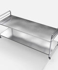Heavy Duty Swivel Expanding Stem Casters With 1.5 Inch PVC Wheels For Kitchen Prep Tables on a stainless steel cart
