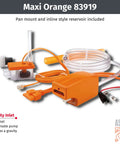 Maxi Orange Condensate Pump For Mini Split ACs, Self Priming, Remote Reservoir Design shown with accessories and cables