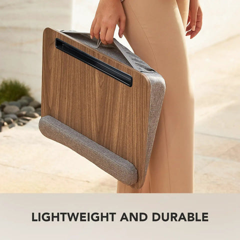 Portable Laptop Lap Desk With Pillow Cushion, Fits Up To 15.6 Inch Laptops, Anti Slip Strip, built-in handle, outdoors