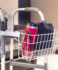 Durable Walker Basket With Built In Cup Holder And Tray For Folding Walkers, Quick No Tools Needed Install, Secure Storage for meds