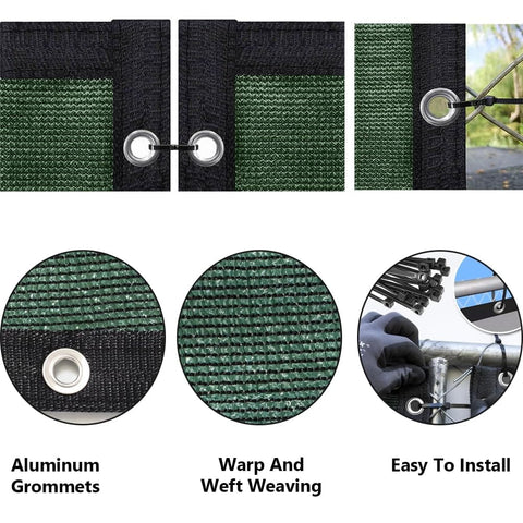Privacy Fence Screen Cover 3 Ft By 40 Ft Heavy Duty HDPE Shade Net With UV Protection, close-up of grommets and weaving