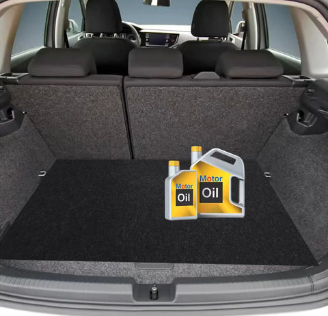 Car trunk with Two Pack Garage Floor Mats 60 By 36 Inches Oil Spill Mat With Waterproof Backing Black Reusable Rubber Mats