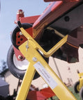 Heavy Duty Mower Jack Lift supporting commercial and residential mowers up to 800 pounds, showing lift arm and wheel setup.