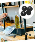 4 Pcs Grippy No Slip Rubber Feet For Food Scales And Industrial Platforms, installed on digital kitchen scale with olive oil bottle.
