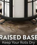 Raised base detail of Free Standing Toilet Paper Holder With Storage That Holds Mega Rolls Black Modern Bathroom Organizer