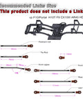 RC Carbon Fiber LCG Chassis Kit For 1/10 Scale Crawlers With Front Mounted Transmission Ultra Lightweight Multi Layer Carbon Fiber Frame Cab Body Mount Brace Compatible With SCX10 SCX10 II Capra 1.9 UTB And DIY Builds Colorful Finish diagram and recommended link sizes.