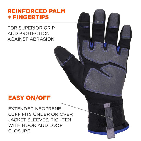 Reinforced Thermal Waterproof Winter Work Gloves Unisex Black Large Pack Of 1 With 3M Thinsulate Insulation 40g Palm 70g Back