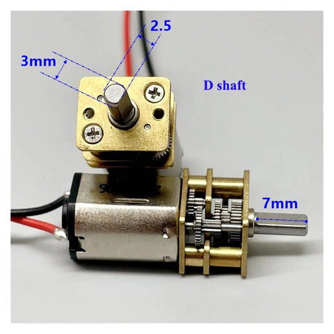 Built Tough Ga12 N20 Full Metal Gearbox Electronic Starter Motor Running Smooth At 36 Rpm Slow Speed D Shaft showing detailed measurements.