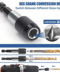 Hex shank conversion head for 11 Piece Screw Extractor Set For Broken Screws And Bolts Metric Easy Out With Reverse Drill Bits