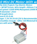 10 Pack Mini DC Motors For DIY Projects 1.5V To 6V Tiny Electric Motors With 20cm Wires 2mm Shaft 8mm Length Ideal For Kids