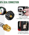 8Ft Propane Hose Adapter With Gauge 1Lb To 20Lb Tank Conversion Hose, leak-free design, brass fittings for propane grills